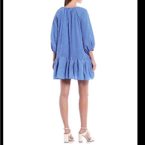 NWT LDT Blue and White Checkered Shift Dress - Picture 2 of 11